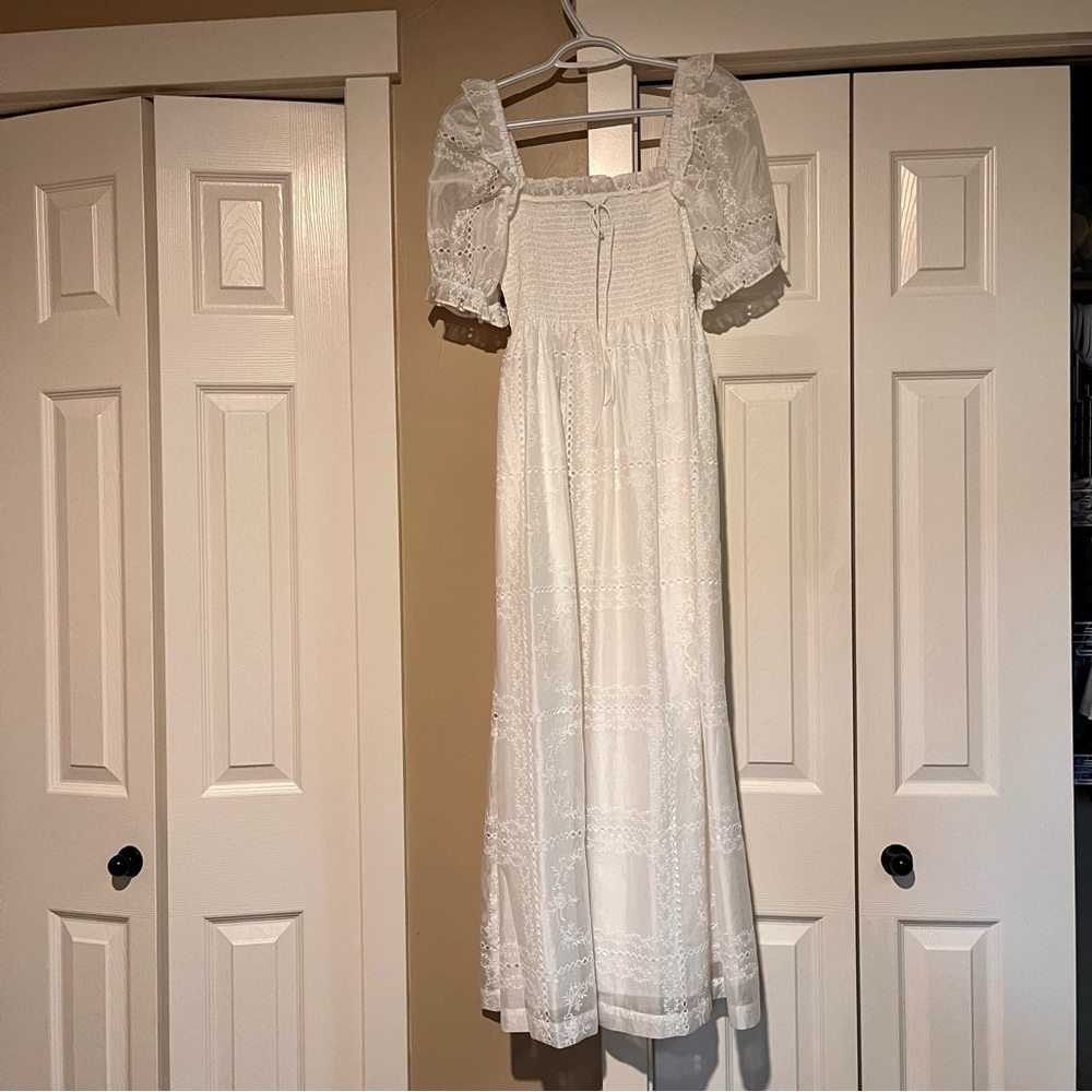 Hill House White Lace Maxi Dress